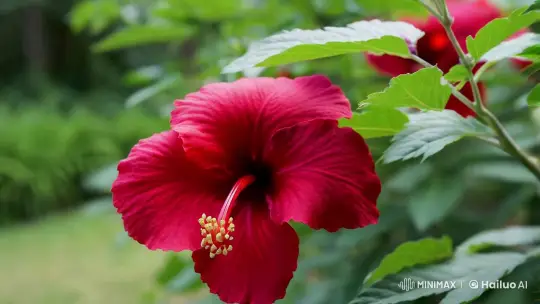 Close-Up of a Vibrant Hibiscus Flower in Focus – AI Generated Video | Hailuo AI