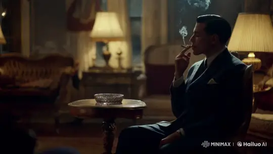 Contemplative Figure in Vintage Room Smoking – AI Generated Video | Hailuo AI