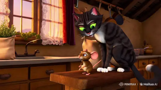 Sabrina the Cat and Oliver the Mouse: A Tale of Trickery and Wit – AI Generated Video | Hailuo AI