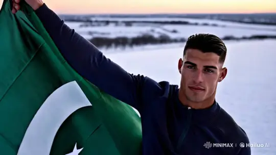 Cristiano Ronaldo Honors Pakistan Flag in Winter Landscape – AI Generated Video | Hailuo AI
