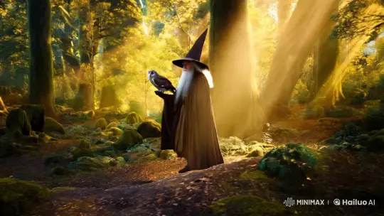 Wizard in Mystical Forest with Owl Companion – AI Generated Video | Hailuo AI