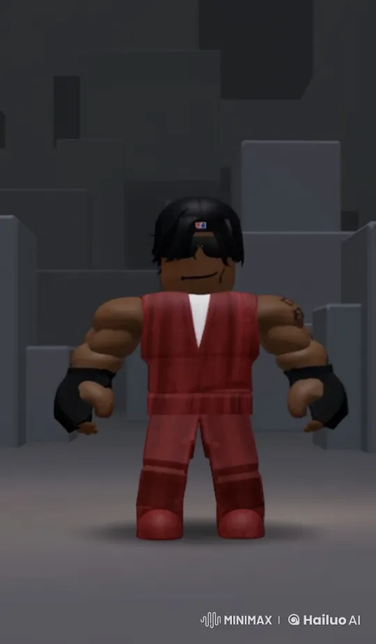 Red-Clad Character Smokes in Dark Geometric Setting – AI Generated Video | Hailuo AI
