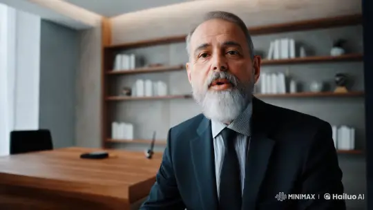 Professional Gentleman Communicates Leadership in Modern Office – AI Generated Video | Hailuo AI