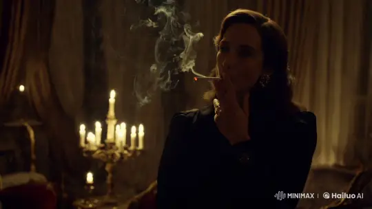 Elegant Woman in Opulent, Smoke-Filled Room – AI Generated Video | Hailuo AI