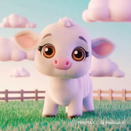 Adorable Animated Calf Rests Peacefully in Live2D Scene – AI Generated Video | Hailuo AI