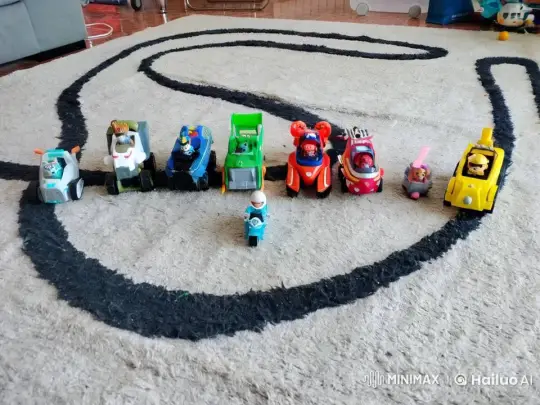 Toy Vehicles Racing on a Carpet Track – AI Generated Video | Hailuo AI