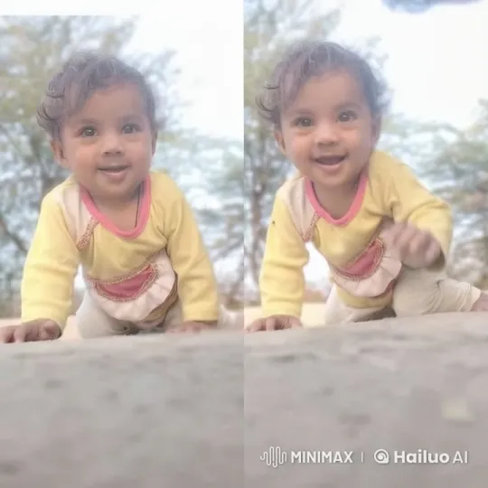 Baby's Joyful Embrace Attempt in Outdoor Setting – AI Generated Video | Hailuo AI