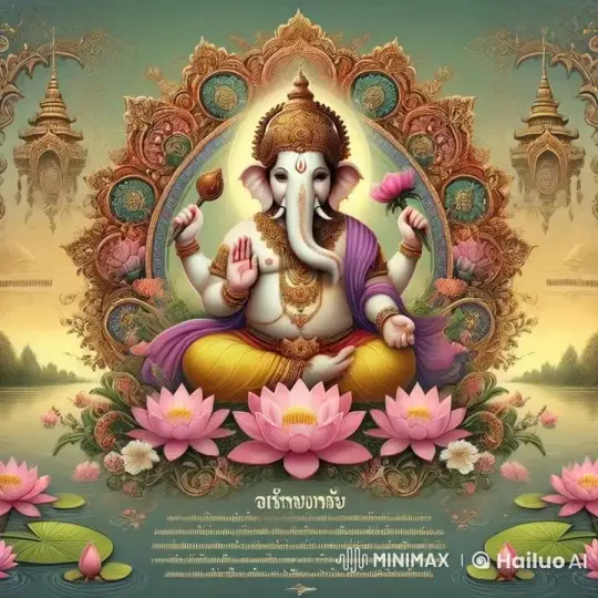 Ganesha in Serene Lotus Position with Golden Aura – AI Generated Video | Hailuo AI