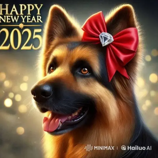 German Shepherd Wishes Happy 2025 – AI Generated Video | Hailuo AI