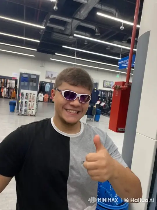 Young Man Gives Thumbs Up, Stands Up, and Exhales Smoke in Store – AI Generated Video | Hailuo AI