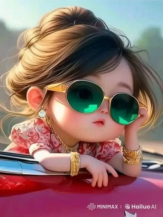 Stylish Girl in Red Car with Flowing Hair and Gold Jewelry – AI Generated Video | Hailuo AI