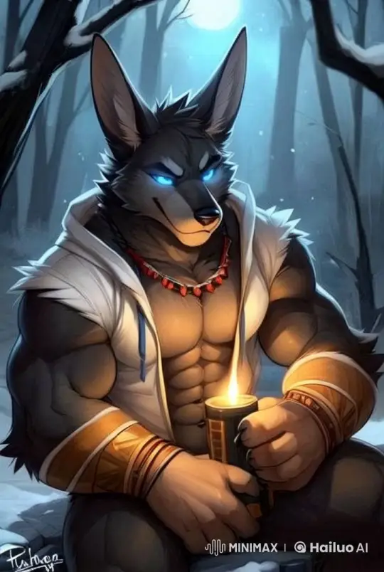 Muscular Canine in Snowy Forest Under Moonlight – AI Generated Video | Hailuo AI