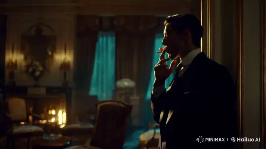 Contemplative Man Smokes in Vintage Opulence – AI Generated Video | Hailuo AI