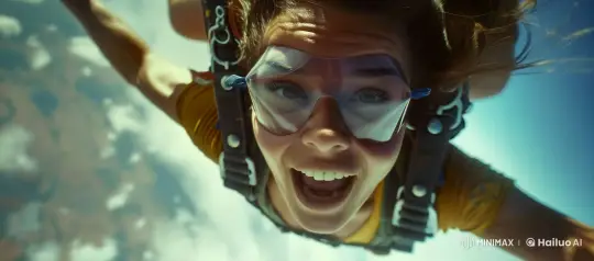 Skydiving Woman Takes Thrilling Selfie in Live2D Animation – AI Generated Video | Hailuo AI