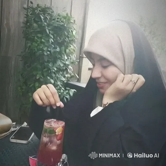 Woman in Hijab Reflects Peacefully at Outdoor Table – AI Generated Video | Hailuo AI