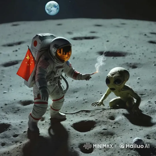 Chinese Astronaut Burns Alien on the Moon – AI Generated Video | Hailuo AI