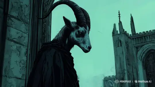 Mystical Goat Figure in Ancient Architecture – AI Generated Video | Hailuo AI