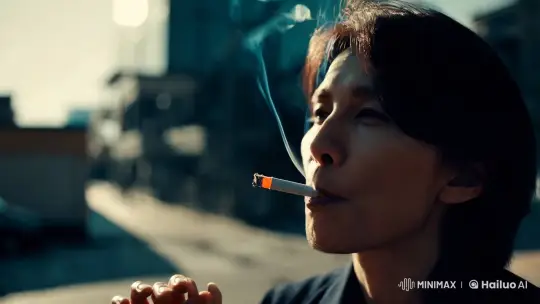 Contemplative Smoking: Urban Aesthetic in Slow Motion – AI Generated Video | Hailuo AI