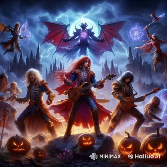 Epic Rock Band in Medieval Fantasy Live2D Performance – AI Generated Video | Hailuo AI