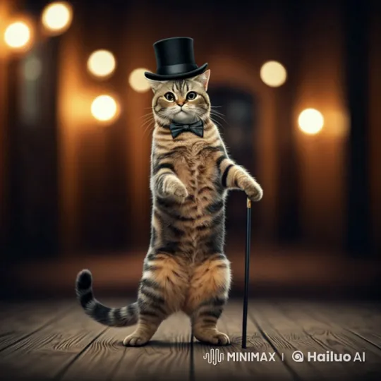 Elegant Dancing Cat in Top Hat Performer – AI Generated Video | Hailuo AI