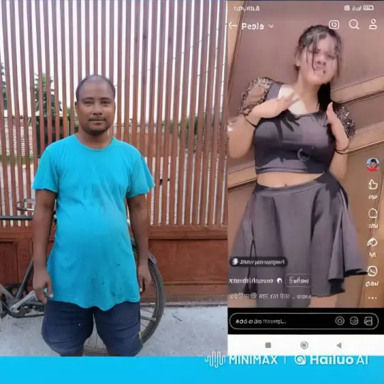 Man Embraces Camera, Woman Dances in Background – AI Generated Video | Hailuo AI