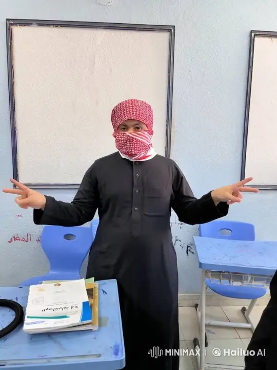 Traditional Attired Person Lights Cigarette in Classroom – AI Generated Video | Hailuo AI