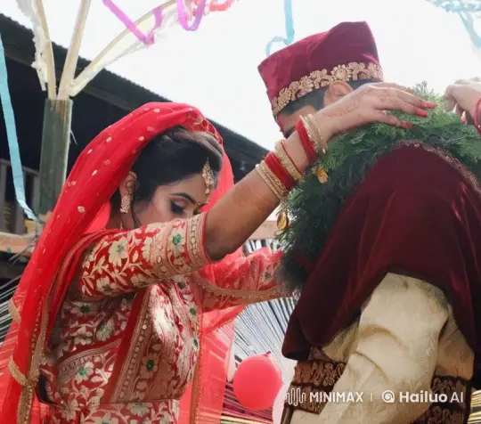 Traditional Wedding Ceremony: Bride and Groom's Joyful Dance – AI Generated Video | Hailuo AI