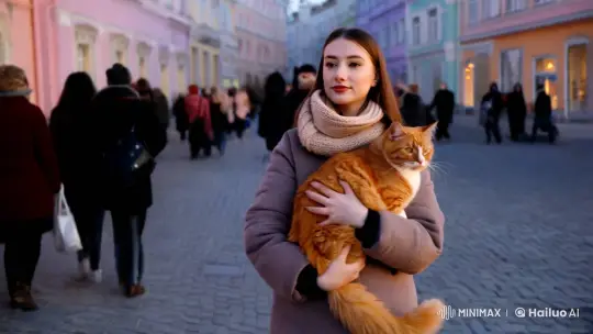 Russian Woman and Cat in Golden Evening Light – AI Generated Video | Hailuo AI