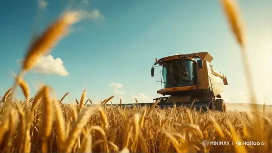 Combine Harvester Revolutionizes Wheat Harvesting – AI Generated Video | Hailuo AI