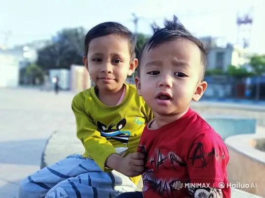 Children Share Tender Hug in Sunlit Park – AI Generated Video | Hailuo AI