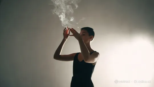 Solitary Figure Shapes Smoke in Serene Minimalist Scene – AI Generated Video | Hailuo AI