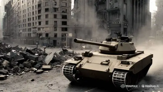 War-Torn Cityscape: Aesthetic Contrast and Resilience – AI Generated Video | Hailuo AI