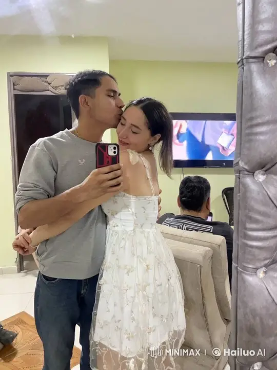 Couple's Tender Moment Interrupted by Surprise Kiss – AI Generated Video | Hailuo AI