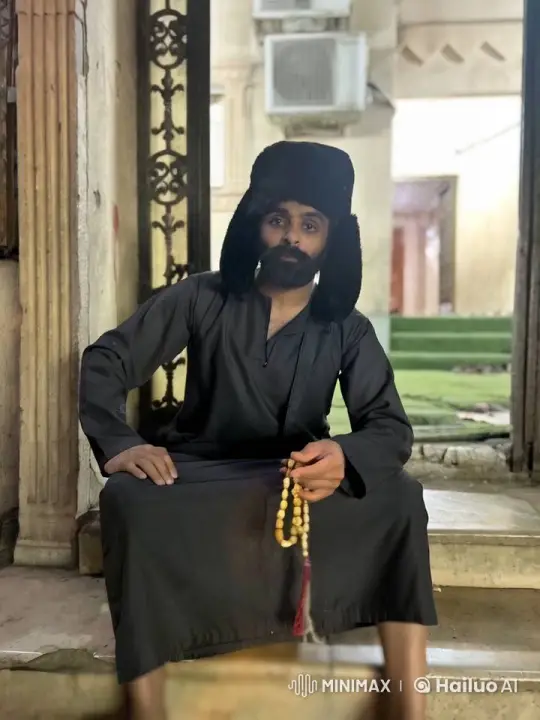 Man Prays with Beads Amidst Urban Serenity – AI Generated Video | Hailuo AI