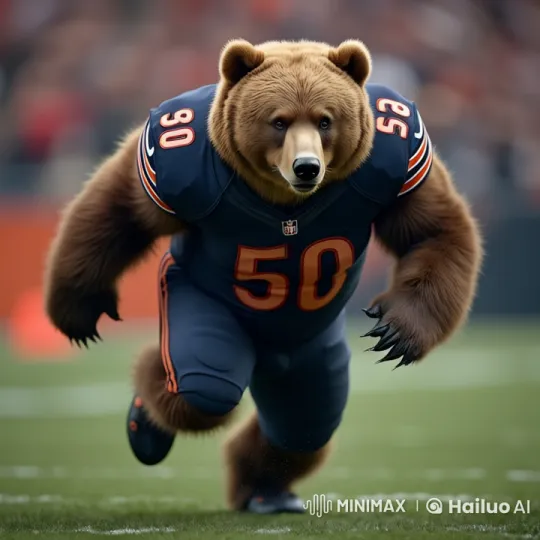 Dynamic Animation: Snarling Bear in Football Uniform Running – AI Generated Video | Hailuo AI