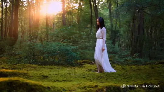 Dawn's Light: Serene Asian Woman in Tranquil Forest – AI Generated Video | Hailuo AI