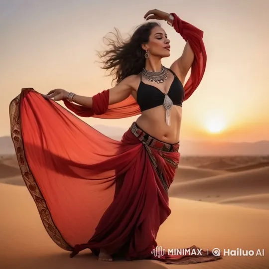 Desert Sunset Dance: Graceful Moves in Golden Light – AI Generated Video | Hailuo AI