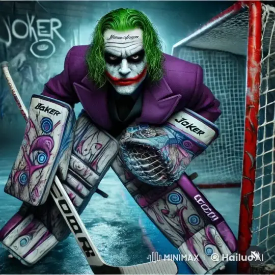 The Joker in Hockey Gear Blocks Puck Dramatically – AI Generated Video | Hailuo AI