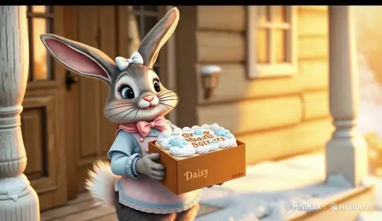 Anthropomorphic Rabbit Delivers Cake in Live2D Animation – AI Generated Video | Hailuo AI