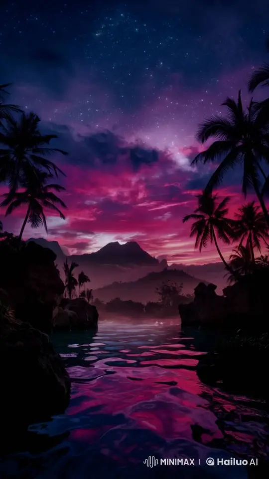 Tranquil Tropical Lagoon Twilight Cinematic Panorama – AI Generated Video | Hailuo AI