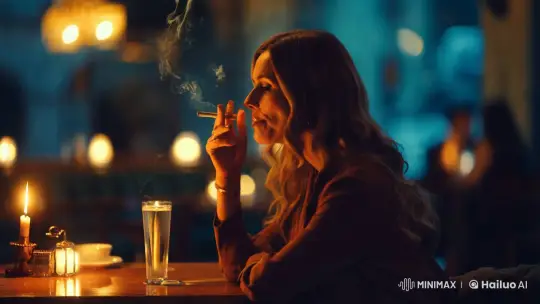 Aesthetic Smoking Scene in Vintage Café Setting – AI Generated Video | Hailuo AI