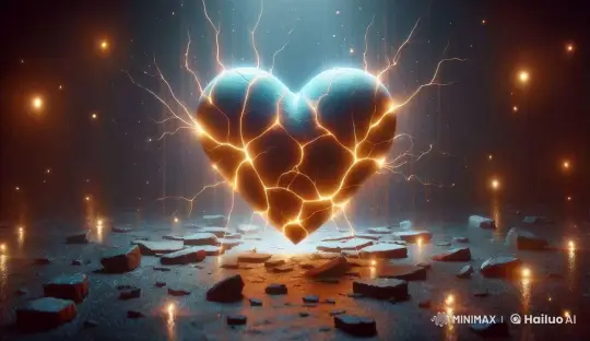 Heart Disintegration and Ash Drift in Mystical Glow – AI Generated Video | Hailuo AI