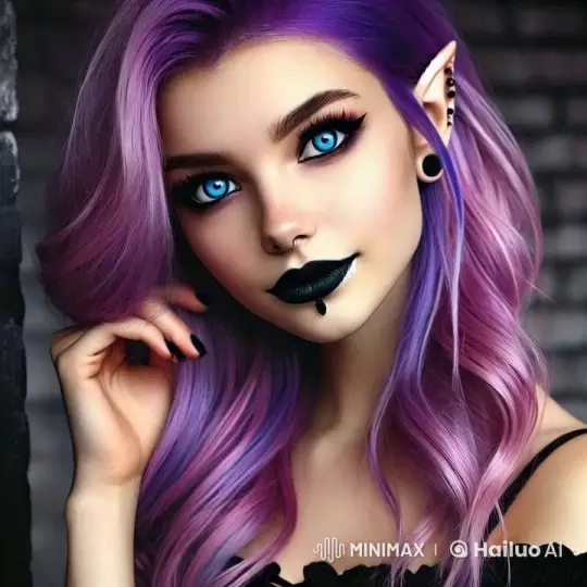 Enchanting Woman with Purple Hair and Mysterious Charm – AI Generated Video | Hailuo AI
