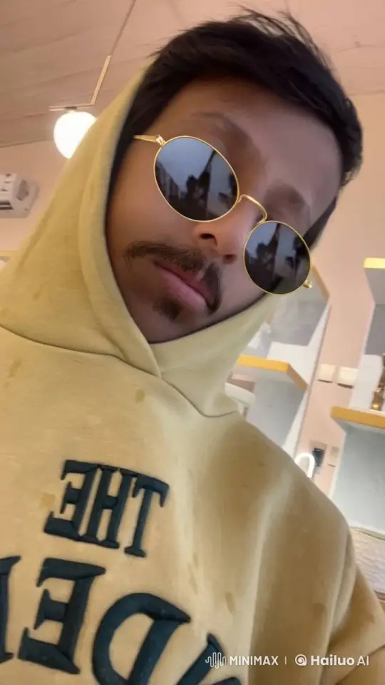 Person in Yellow Hoodie Smokes Casually Indoors – AI Generated Video | Hailuo AI