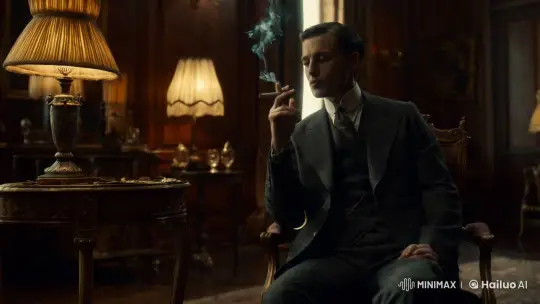 Contemplative Figure in Opulent, Dimly Lit Room – AI Generated Video | Hailuo AI