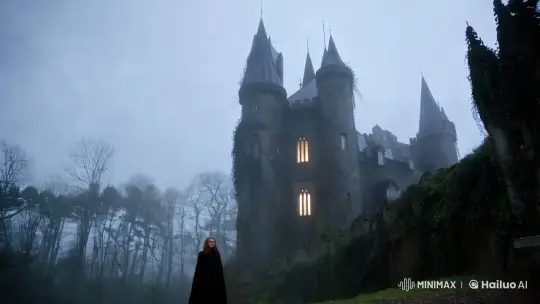 Gothic Castle and Solitary Woman in Mysterious Woods – AI Generated Video | Hailuo AI