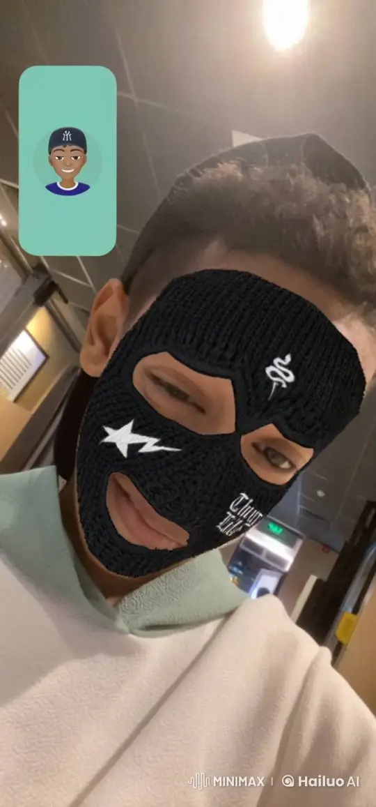 Person in Black Mask with Animated Elements and Smoking Mimicry – AI Generated Video | Hailuo AI