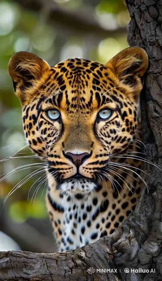 Leopard Stares Intently in Verdant Setting – AI Generated Video | Hailuo AI