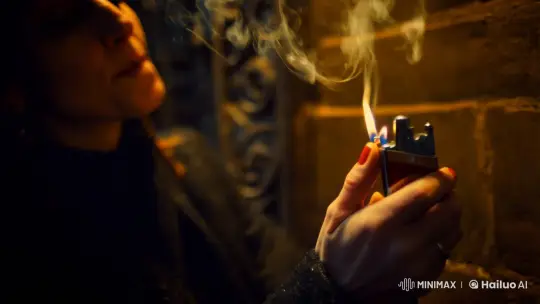 Vintage Aesthetic: Woman Smoking in Alley at Night – AI Generated Video | Hailuo AI