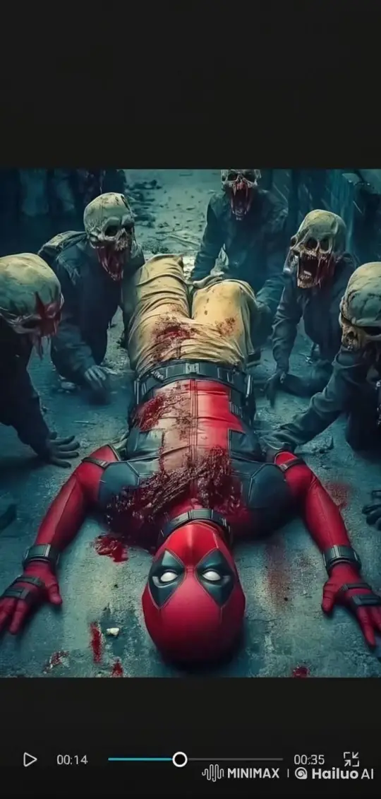Deadpool Assaulted by Skeletal Creatures in Dark Alley – AI Generated Video | Hailuo AI